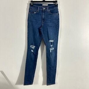Levis 721 High Rise Skinny Jeans Womens 26 Blue Distressed 18882-0483